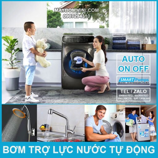 Bom Nuoc Tu Dong Tro Luc May Giat Gia Dinh