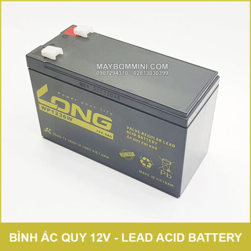 Binh Ac Quy Chi Kho 12V 9Ah LONG Chinh Hang