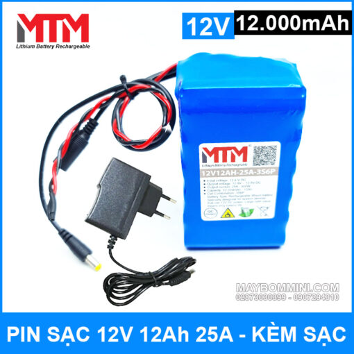 Pin Sac 12v 12000mah 25A 3S6P Kem Sac