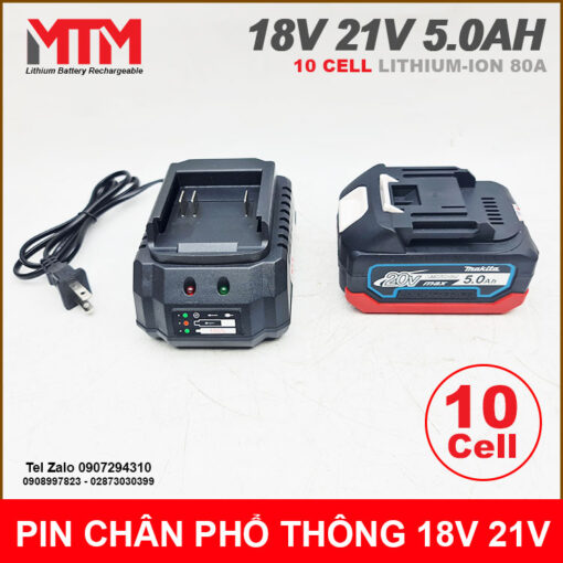 Pin Chan Pho Thong M21 Hukan Makita18V 21V 10cell 5Ah Kem De Sac