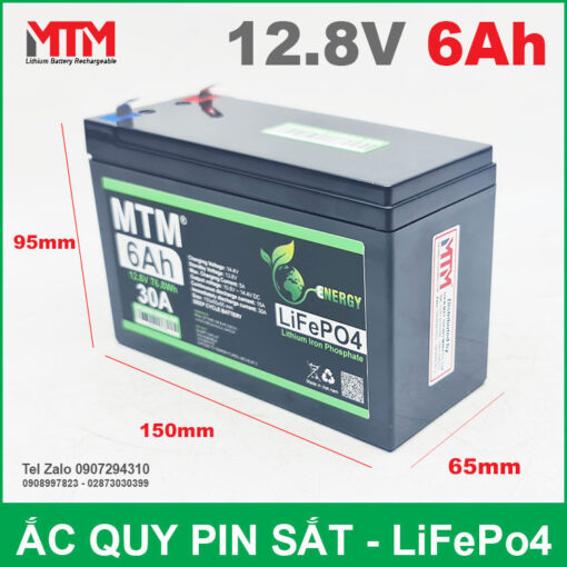 Binh Ac Quy Pin 12V 6Ah 30A Lifepo4 Kich Thuoc