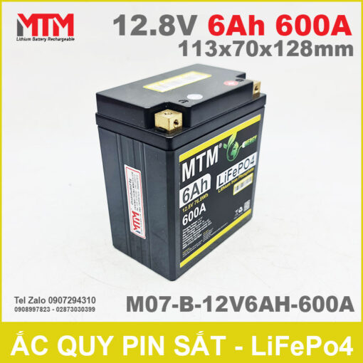 Binh Ac Quy Pin Xe May 12V 6Ah 600A M07 B 12V6AH 600A Chinh Hang