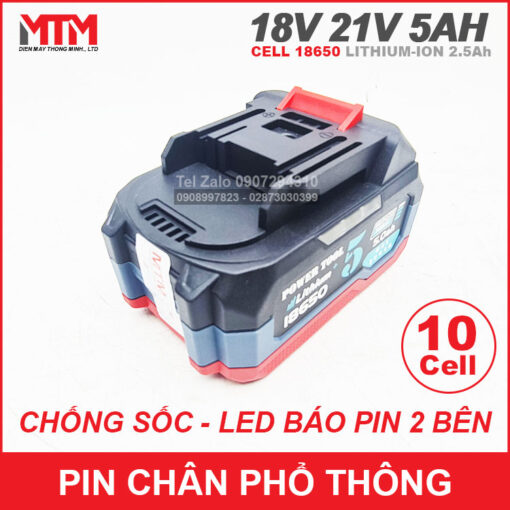 Pin May Khoan Chan Pho Thong Makita 18v 21V 10cell 5000mah Chong Soc Gia Re Chat Luong